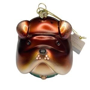 NWT Wondershop Bulldog Head Ornament Christmas Target 3" Glitter Metallic